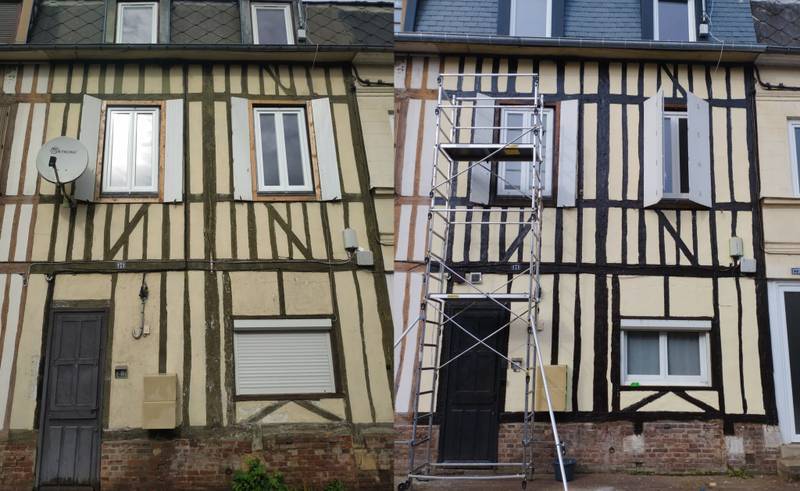 ravalement de façade en colombages